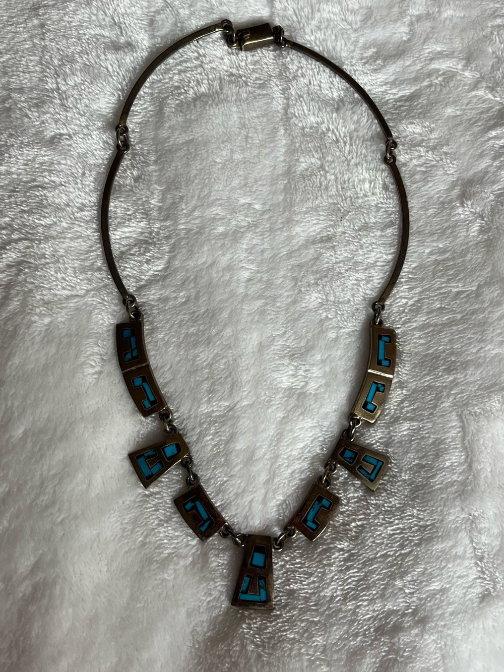 Vintage 925 Sterling Silver Mexican Modernist Collar Necklace